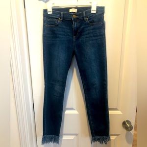 Loft cropped jeans with fringe bottom